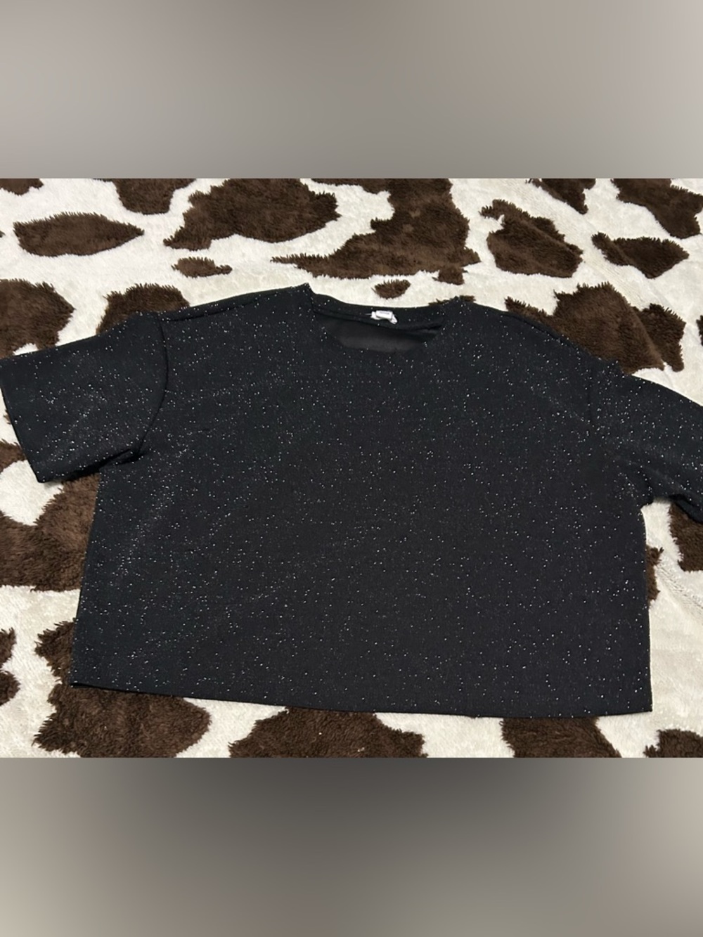 Garage Black Sparkle Short Sleeve Top